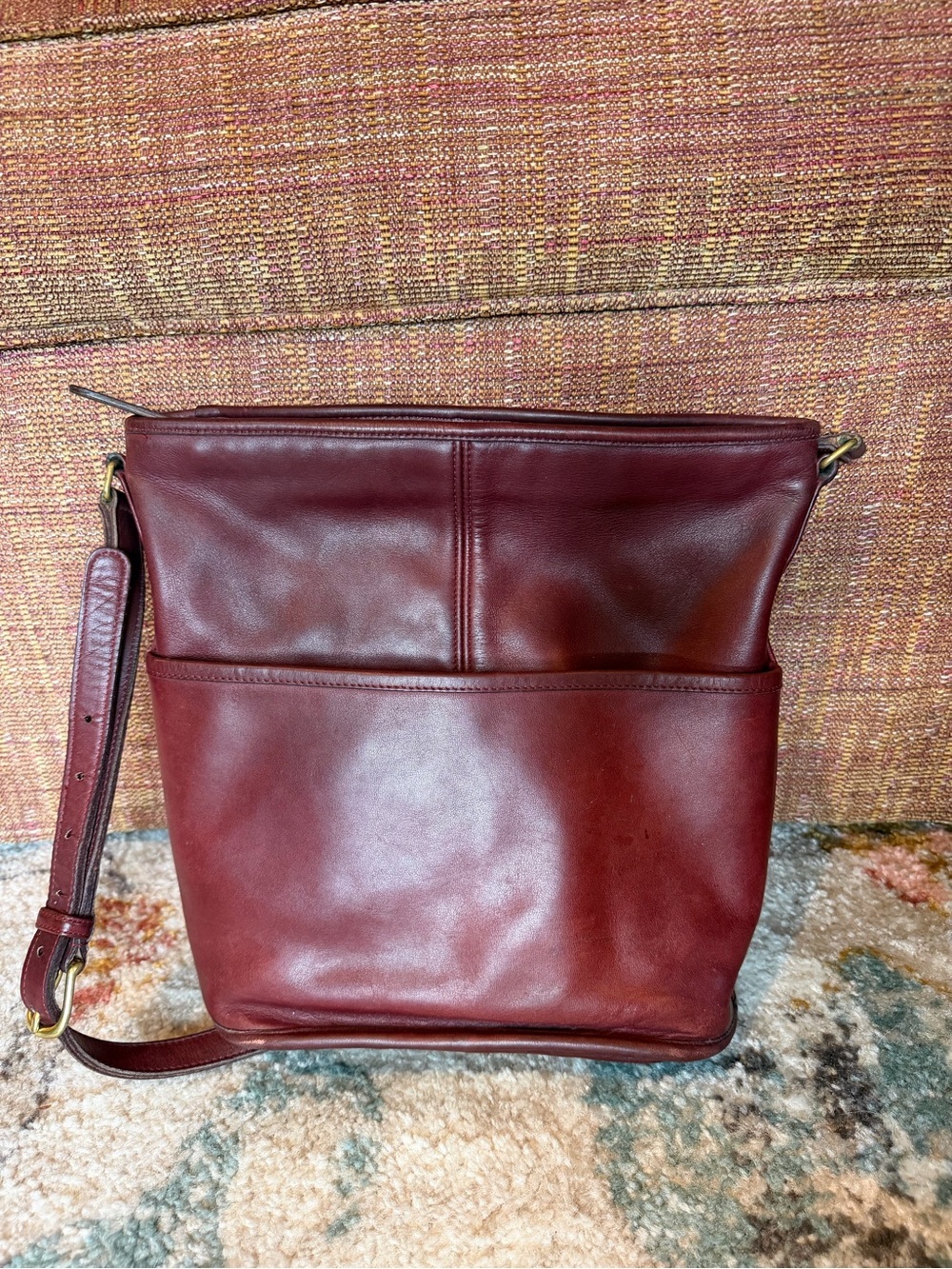 Vintage Coach Burgundy Leather Crossbody Bag